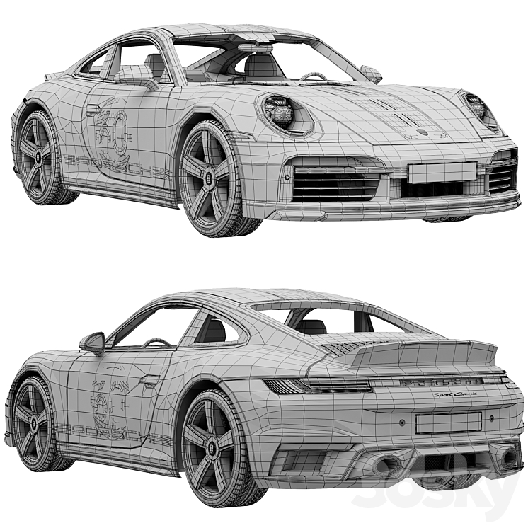 Drawing of the classic german sporst car - Porsche 911 - Sticker