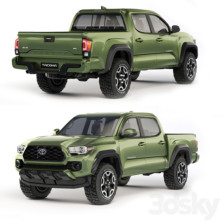 Toyota Tacoma TRD Off Road Schwarz 2021 Rigged 3D-Modell