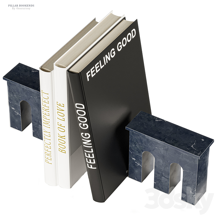 Crate & barrel Pillar Marble Bookends and Books Decoration Set