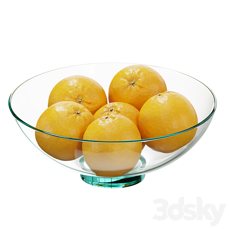 Glass footed fruit bowl set 17 Food and drinks 3D model