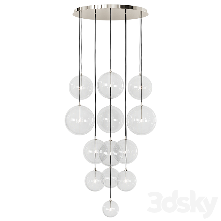 Restoration Hardware GLASS GLOBE MOBILE CLUSTER CHANDELIER 44 Nickel