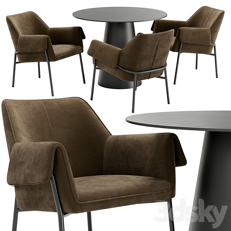 Bess dining chair and Alcor table - Table   Chair - 3D model
