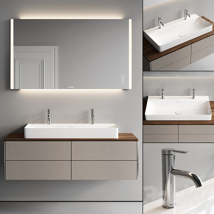 Duravit XSquare Vanity Unit Set 3 Bathroom furniture 3D model