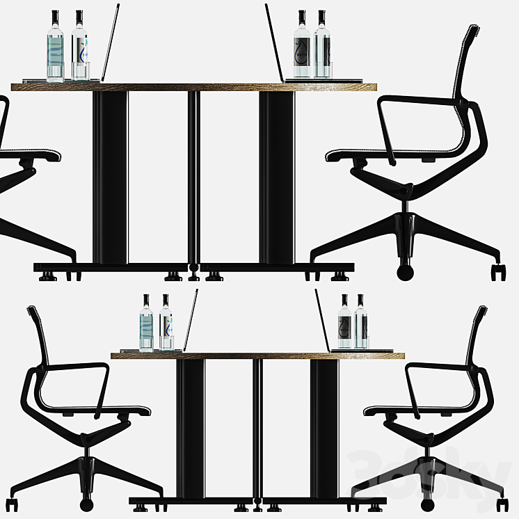 Oval office table office furniture 3d model