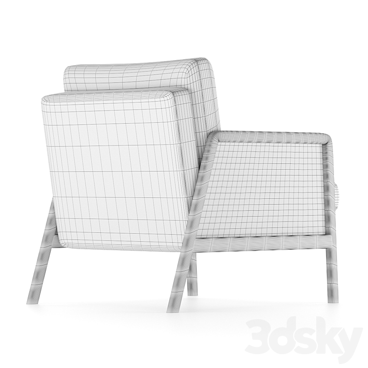 John Lewis Cane Accent Armchair 3D model