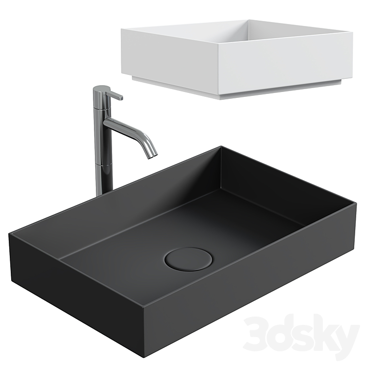 Zinnia Solid Surface Countertop Washbasin Wash basin 3D model