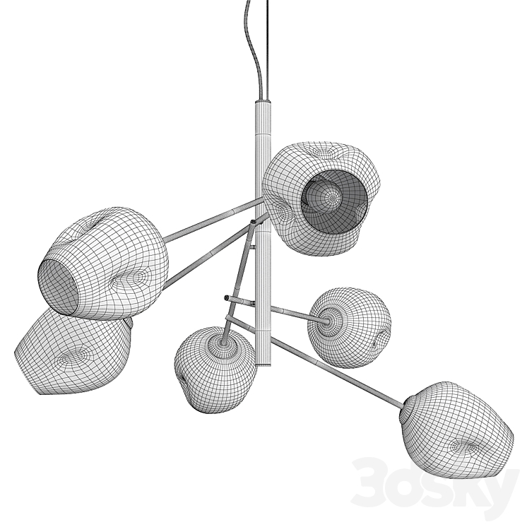 Branching bubble chandelier vertical gray Pendant light 3D model