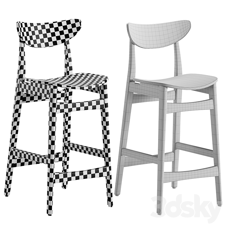 wood bar chair Chair 3D model