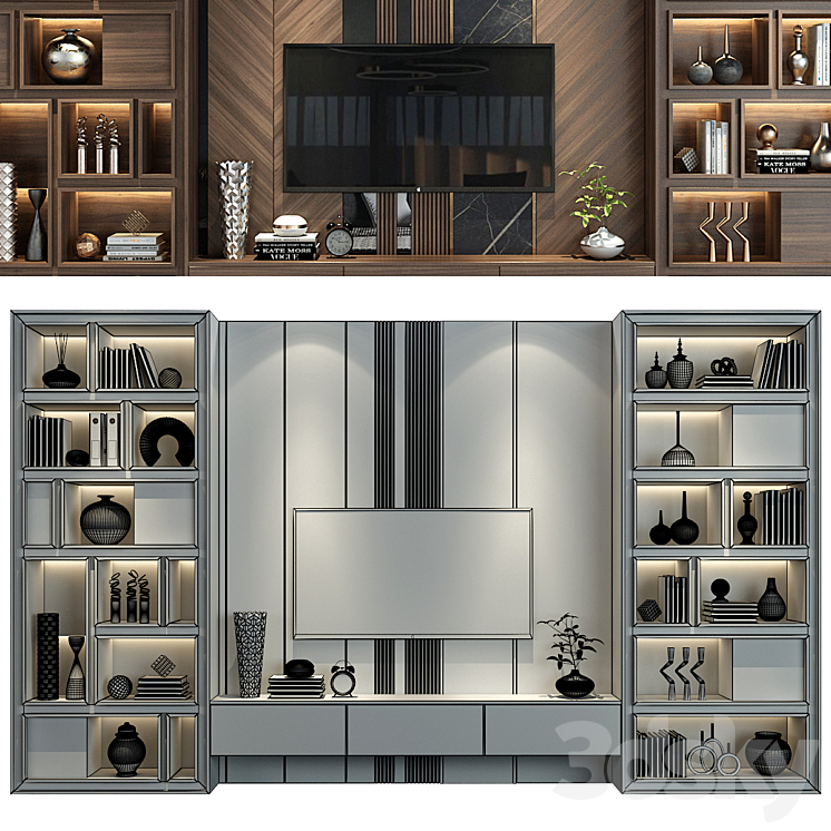 TV shelf 0582 TV Wall 3D model