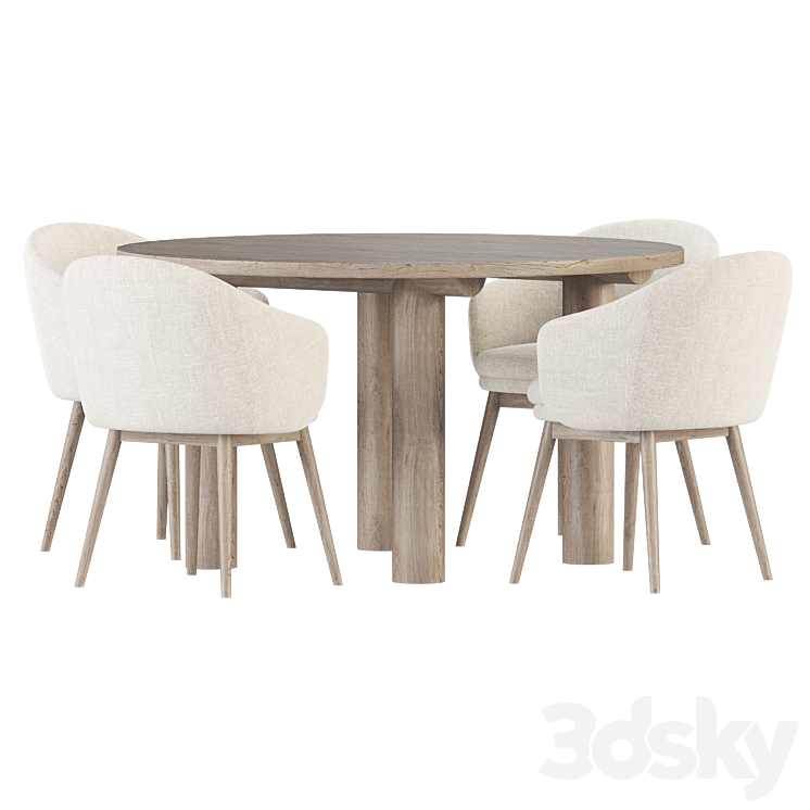 Dining set by West&elm Table + Chair 3D model