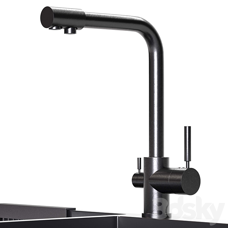 sink black and gold Stainless Steel kitchen sink Sink 3D model