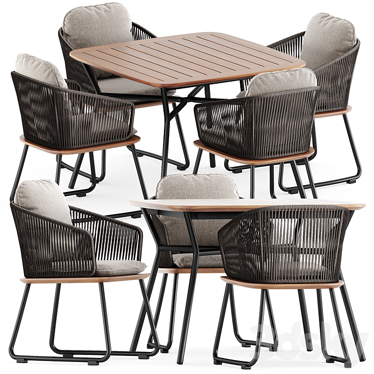Denia dining armchair and Denia dining table by Weishaeupl Table + Chair 3D model