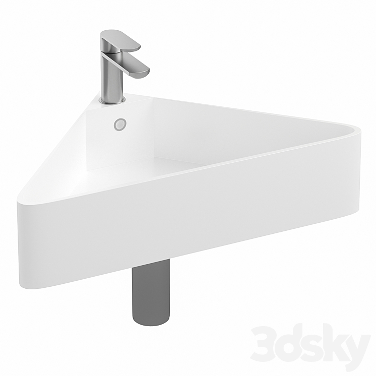 Arezzo Corner Cloakroom Basin 1TH Gloss White Wash basin 3D model