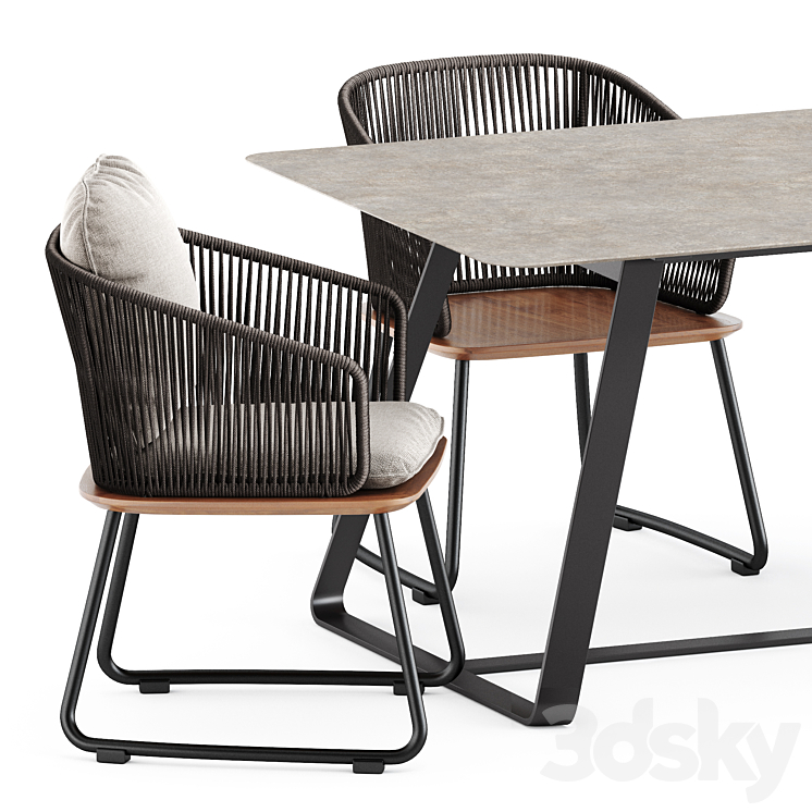 Denia dining armchair by Weishaeupl and Kolonaki table by Varaschin Table + Chair 3D model