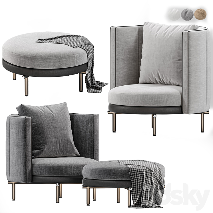 Minotti Torii Arm chair 3D model