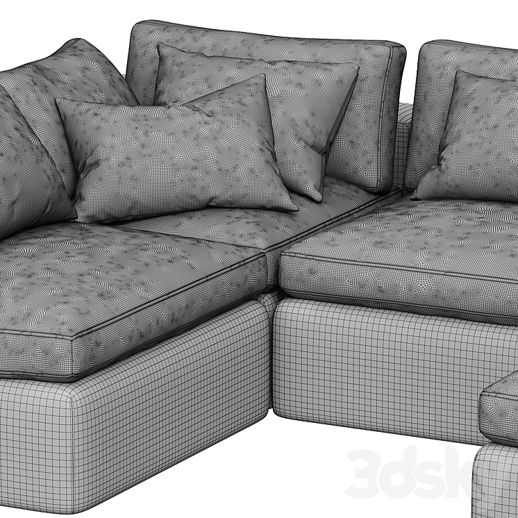 Dream Navy Sectional Sofa Combination 07 Sofa 3D model