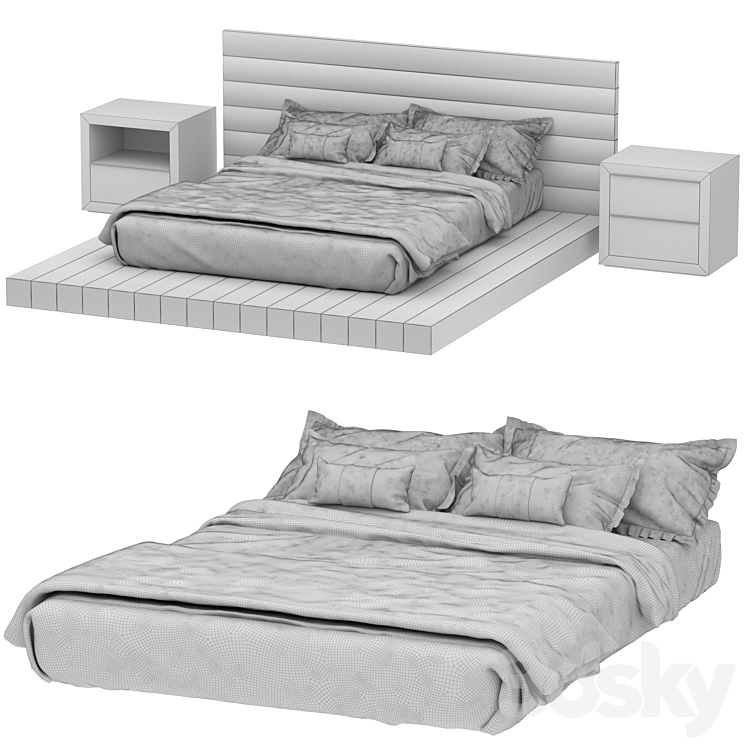 Restoration Hardware Aspen french oak bed Bed 3D model