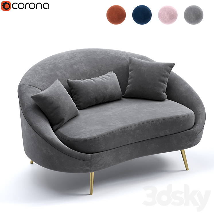 Grey velvet 2025 curved sofa