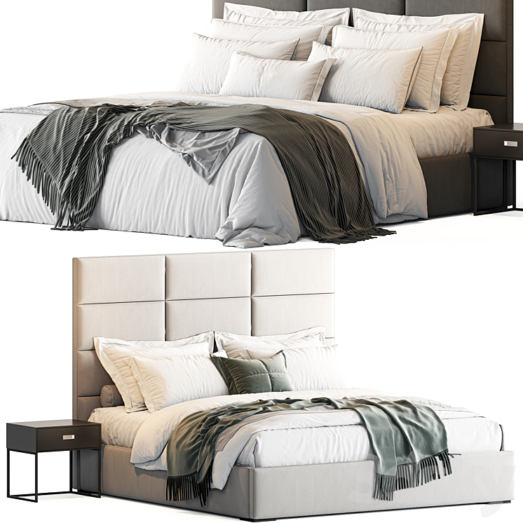 RH Modena Rectangular Channel Panel Fabric Platform Bed - Bed - 3D model
