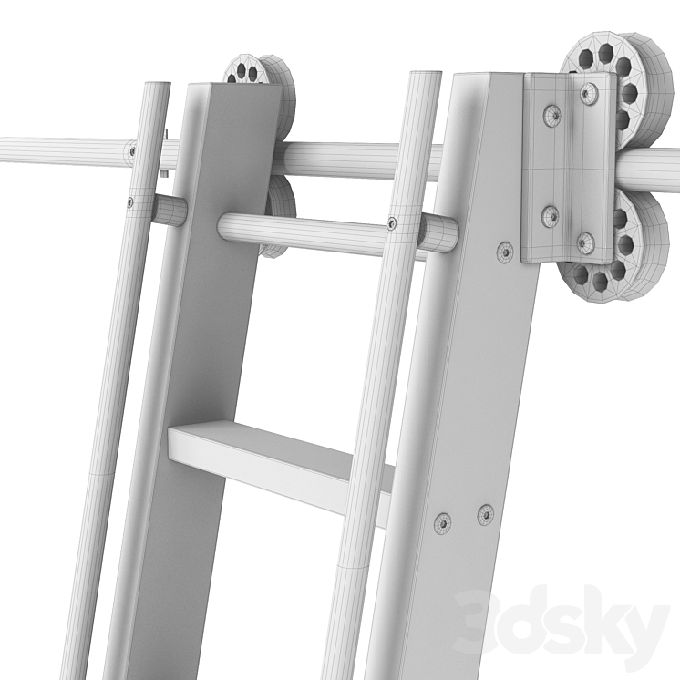 Steel Rolling Library Ladder Staircase 3D model