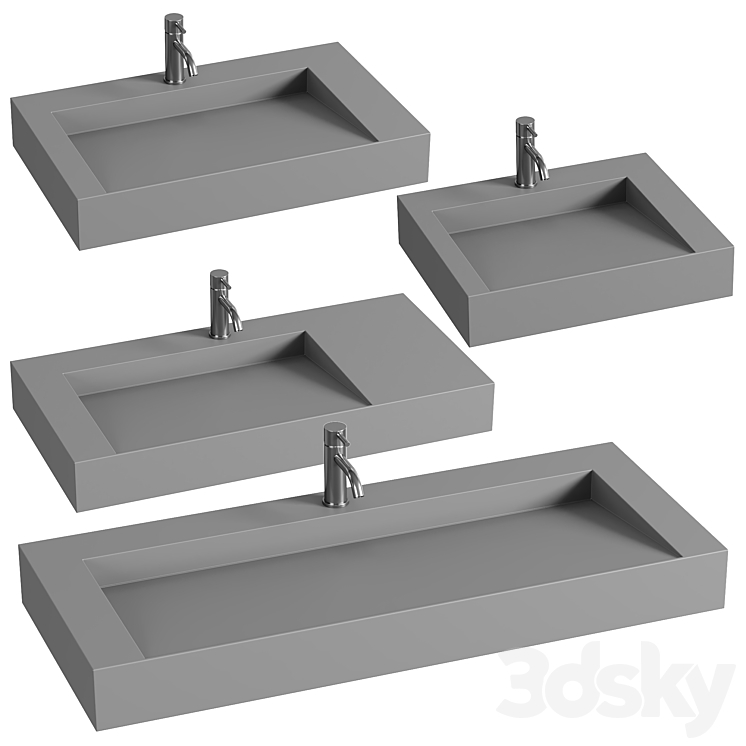 Badeloft Wall Mounted Sink WT04 set Wash basin 3D model