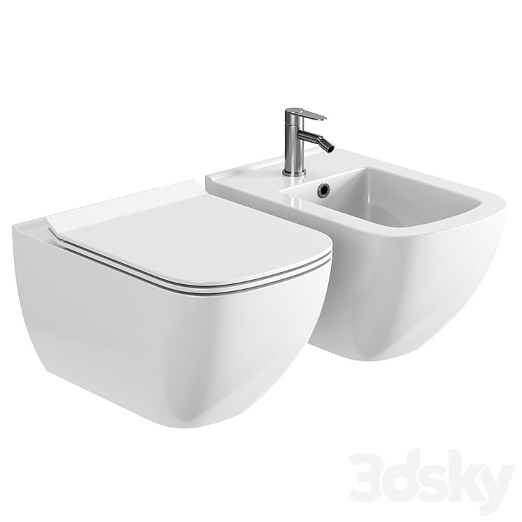 Cersanit Virgo wall-mounted washdown toilet - Toilet and Bidet - 3D model