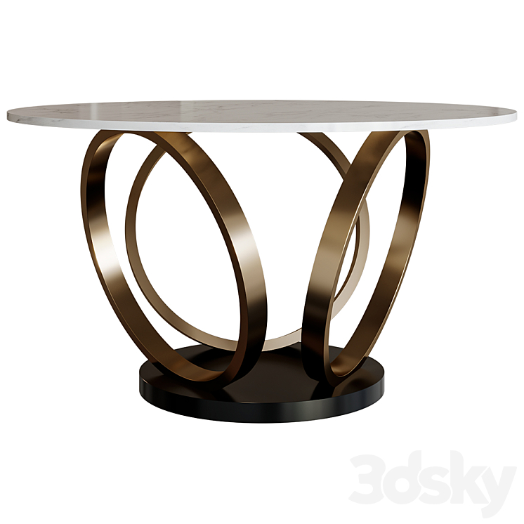Dining Table Modern Round White Dining Table Kitchen - Table - 3D model