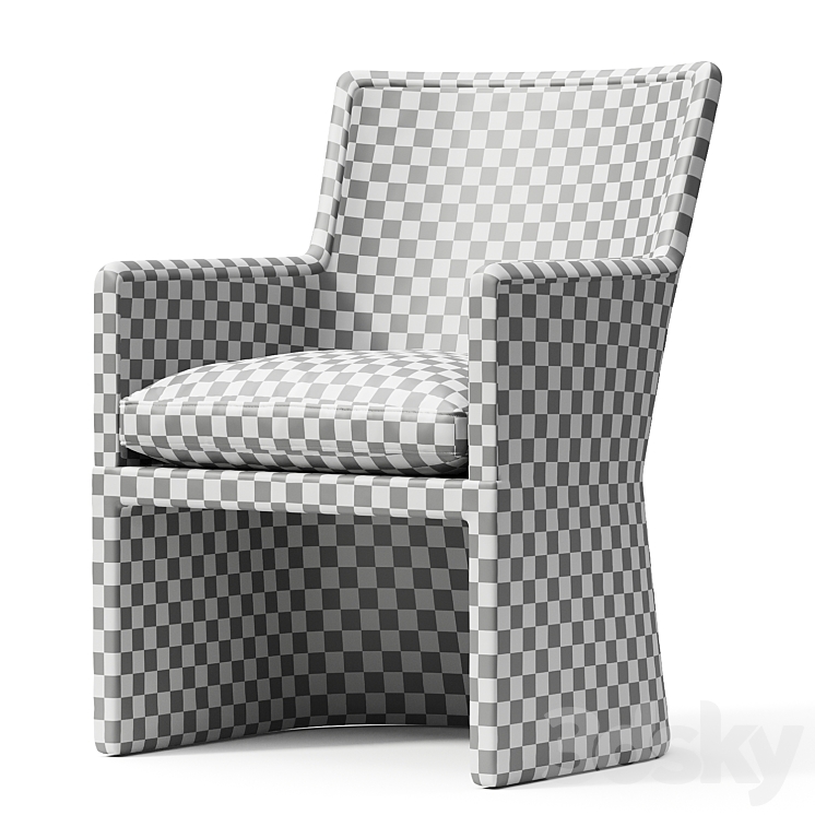MARISOL SEAGRASS WOVEN OPENBASE TRACK ARM DINING ARMCHAIR Chair 3D
