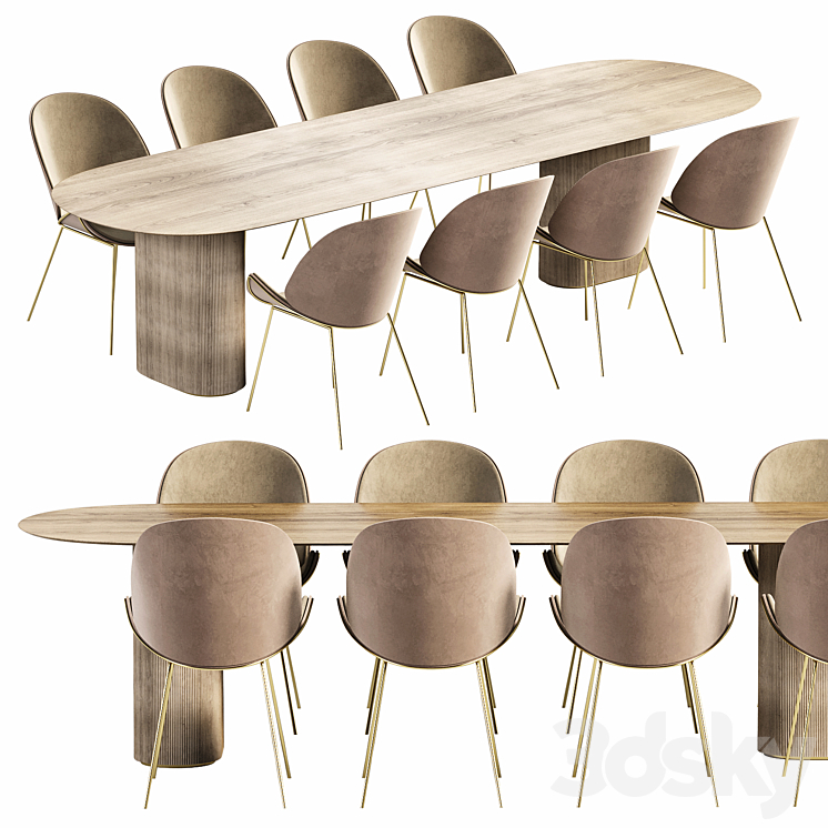 DANIA table and DANIA chair by Momocca Table + Chair 3D model