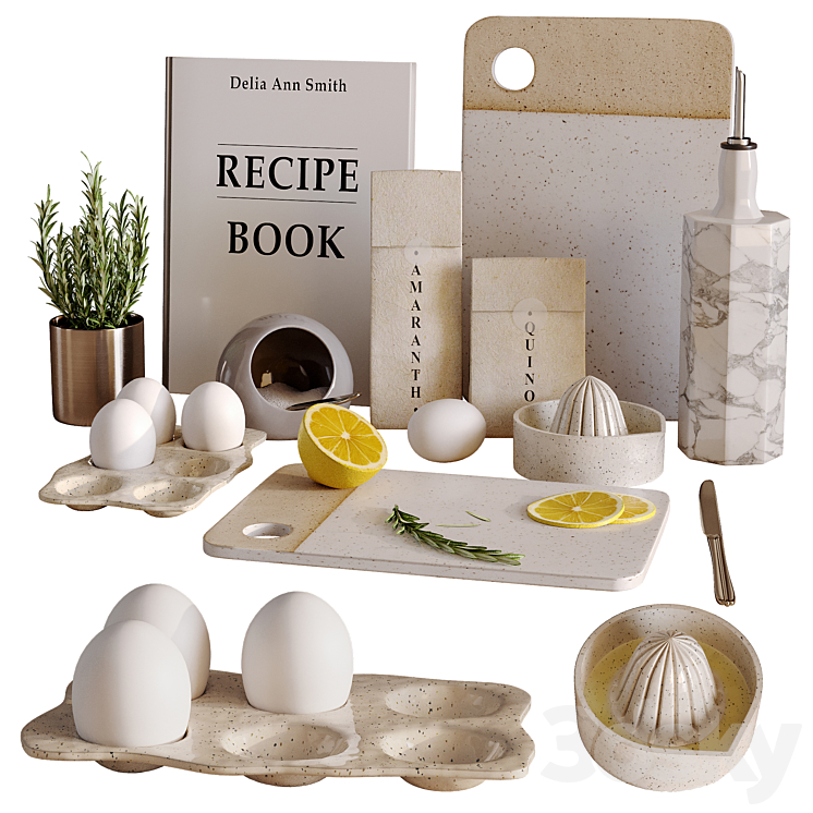 natural kitchen decor set Other kitchen accessories 3D model