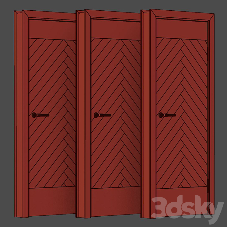Wooden Door Set V9 / Interior wooden doors Doors 3D model