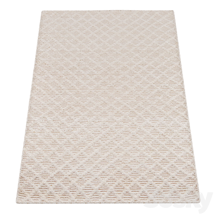 Piper Diamond Bleached Jute Rug Carpets 3D model