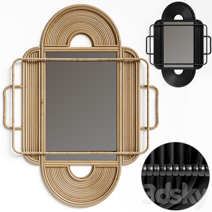 Sculpted Rattan Mirror by Anthropologie Mirror 3D model