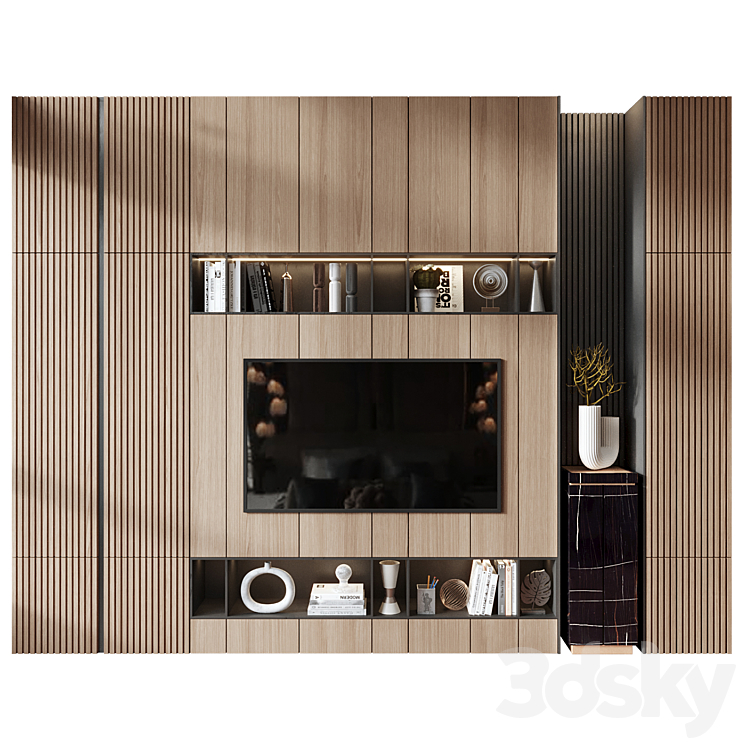 Plywood Tv Shelf KTV083 TV Wall 3D model