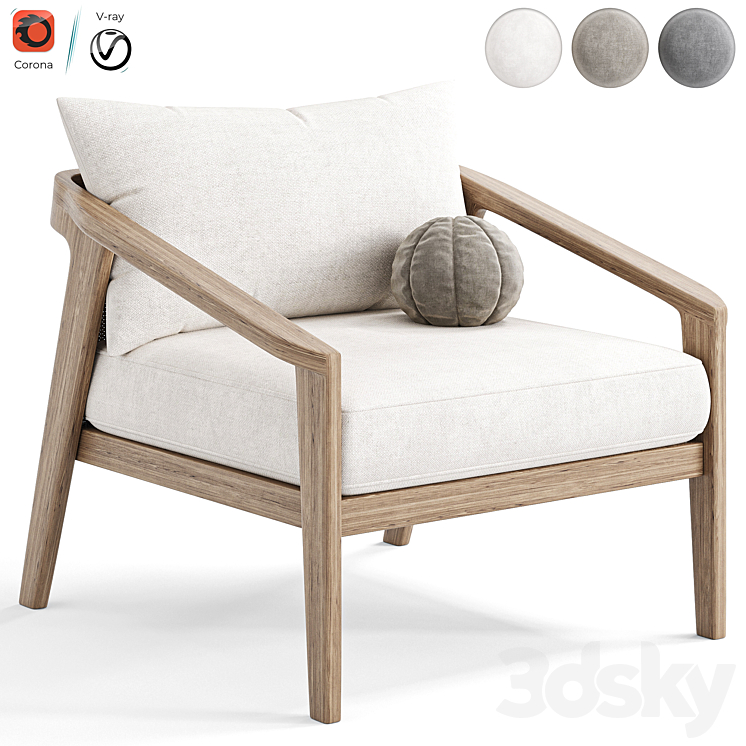 Malta Teak Lounge Chair by Restoration Hardware Arm chair 3D model