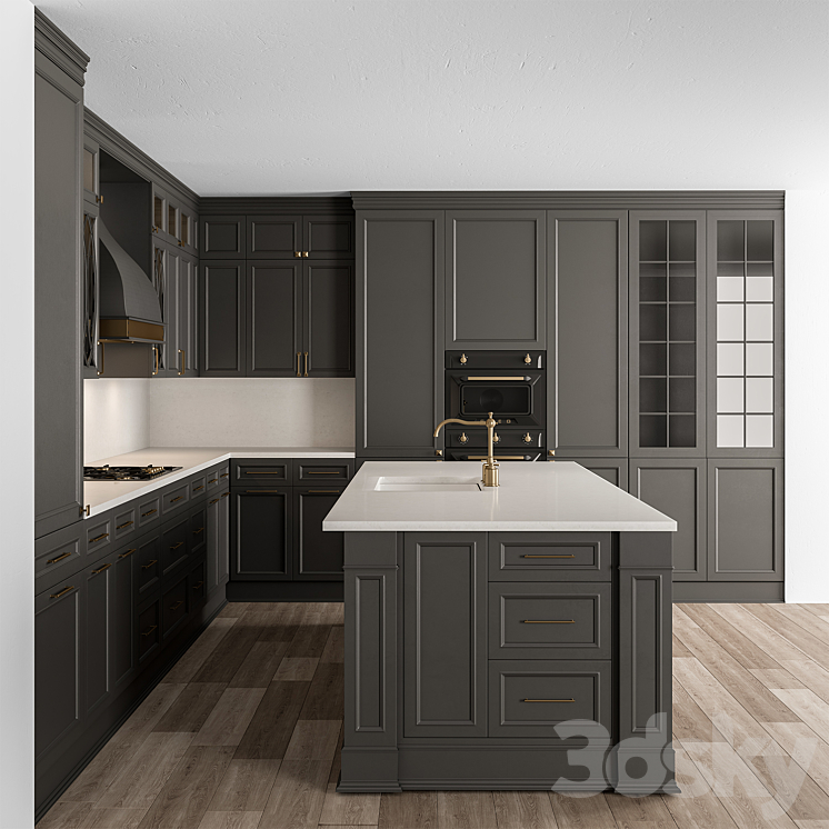 Kitchen NeoClassic 83 - Black Set - Kitchen - 3D model