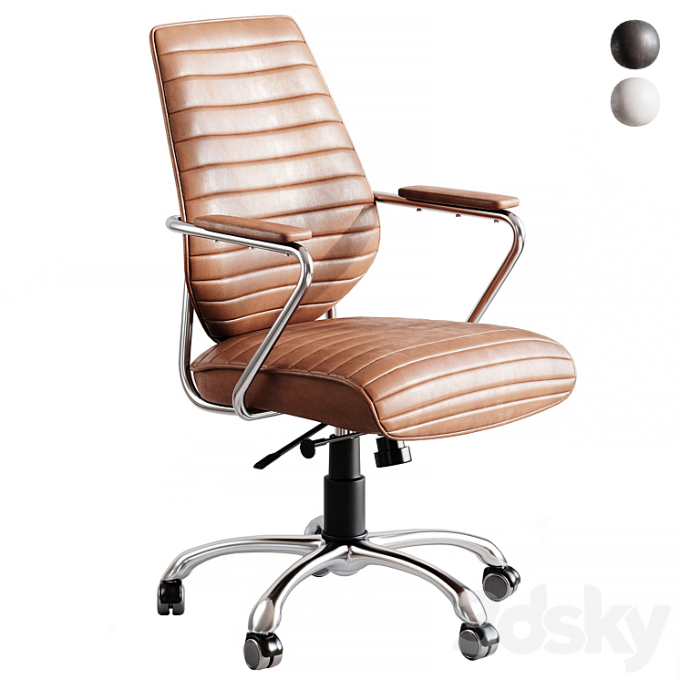 SLEEK WHITE LEATHER & CHROME OFFICE CHAIR WITH PADDED ARMRESTS Office