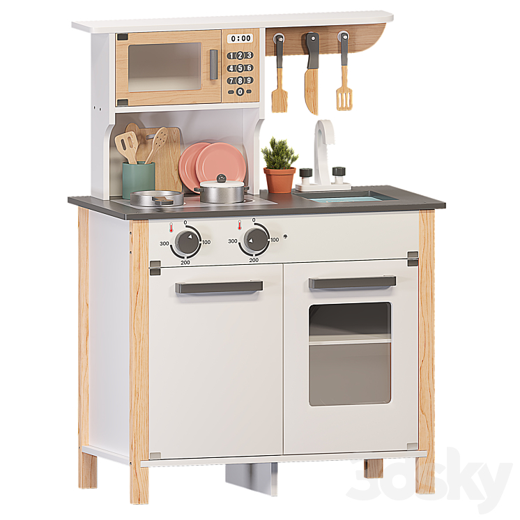 ROBUD Wooden Kids Play Kitchen Playset Toy 3D model