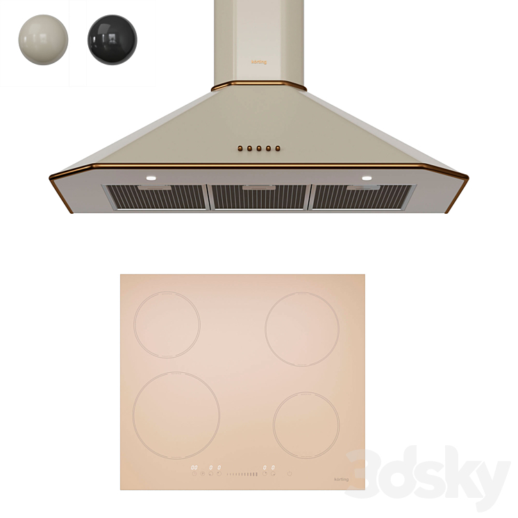Induction Cooktop and Range Hood Korting Kitchen appliance 3D model