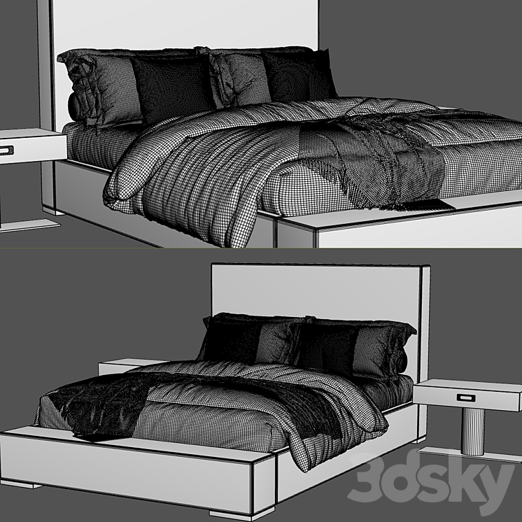 Queen Bed Askona Orlando - 3D Model for Corona, VRay