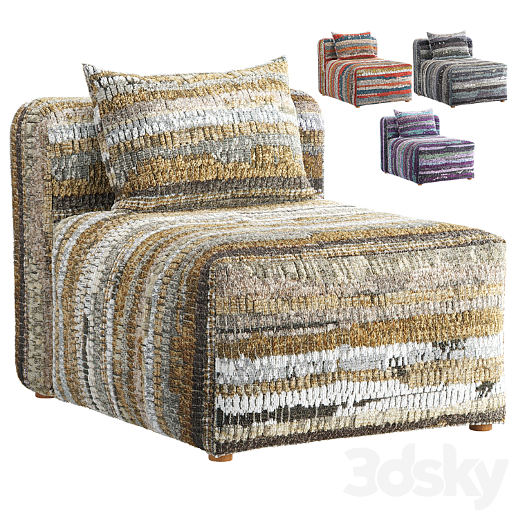 Woven Marija Kori Modular Sectional Armless Chair Arm chair 3D model