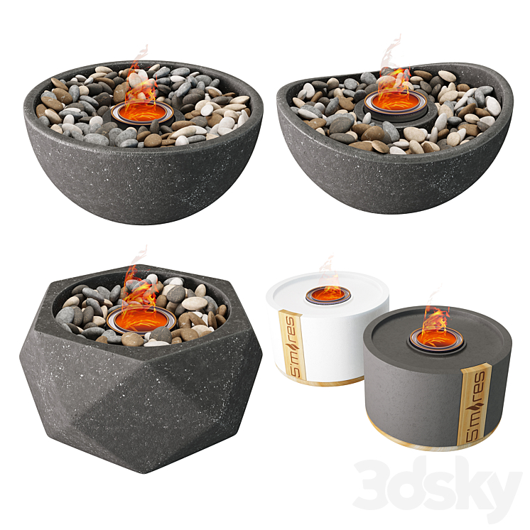 Tabletop Fire Bowl Fireplace 3D model