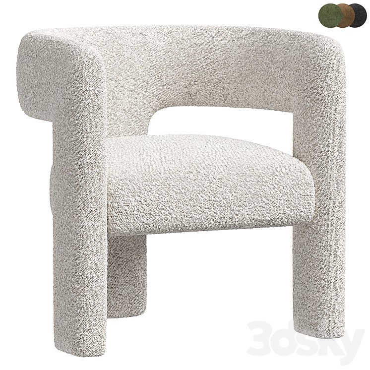 Kayla Boucle Fabric Upholstered Accent Armchair Arm chair 3D model