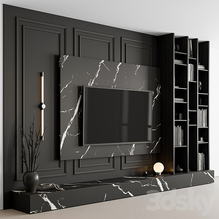 TV Wall Black - Set 128 - TV Wall - 3D model