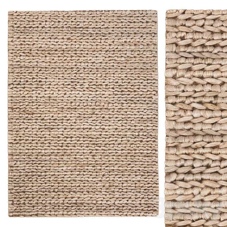 Dash & Albert Jute Bleached Oak Handwoven Rug Carpets 3D model