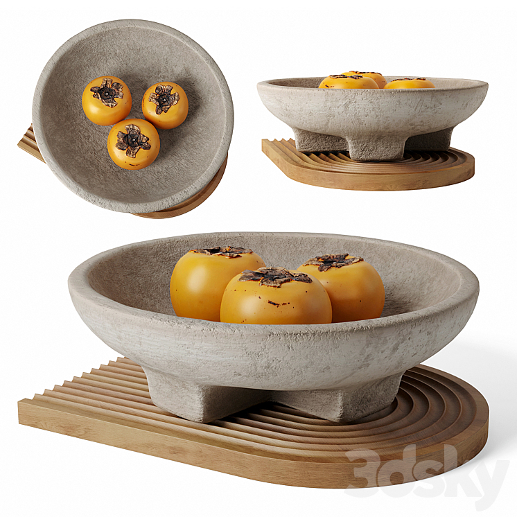 Terracotta Cross Base Bowl Off White Threshold Food and drinks 3D