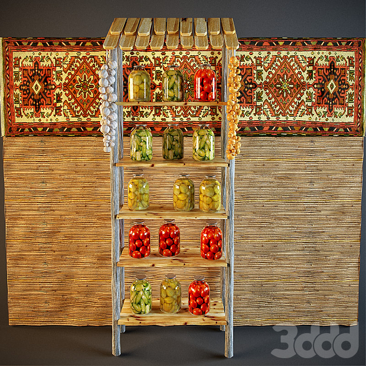 Стеллаж с банками - Мелочь для кухни - 3D модель