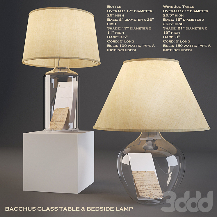Bacchus Glass Table Bedside Lamp 3D