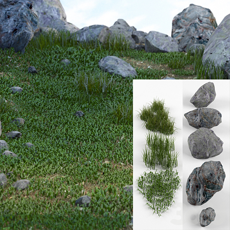 Белый камень трава. Трава камни 3d. Stone grass мод. Камень 3d