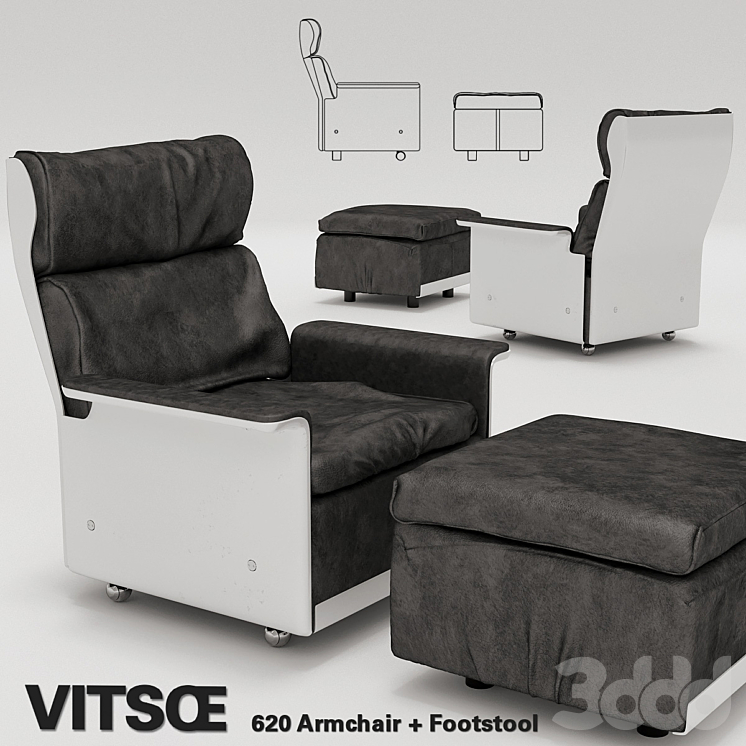 Black armchair deals and footstool